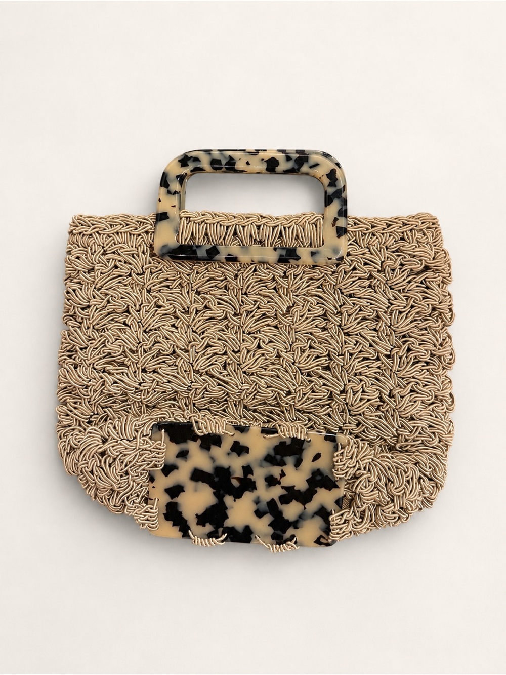 Vintage Gun-Marie Nilsson Takashimaya Woven Handbag Tortoiseshell Handle